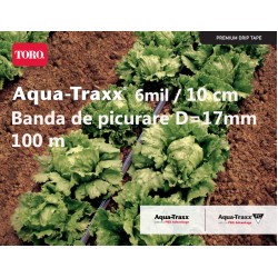 Bandă de picurare Aqua TraXX, diametru 17mm, distanta picurare 10 cm, rola 100 m Bandă de picurare Aqua TraXX, diametru 17mm, distanta picurare 10 cm, rola 100 m