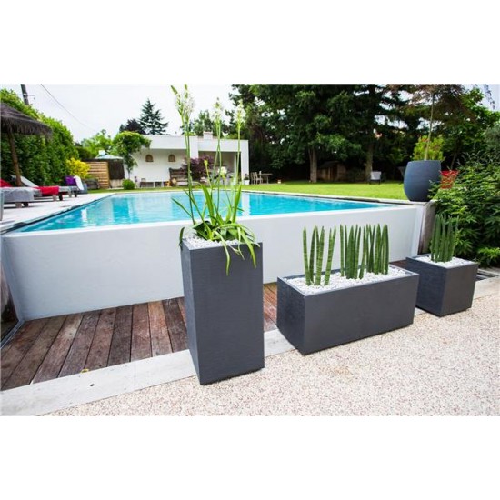 Jardiniera mare patrata inalta antracit 39,5x39,5x80 cm GRAPHIT