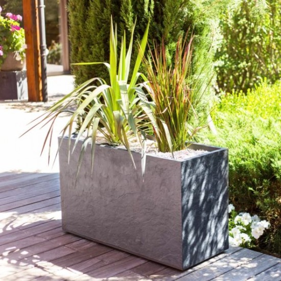 Jardiniera mare dreptunghiulara antracit 99,5x39,5x60 cm STONE