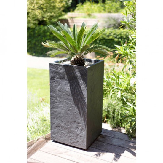 Jardiniera mare patrata inalta antracit 39,5x39,5x80 cm STONE