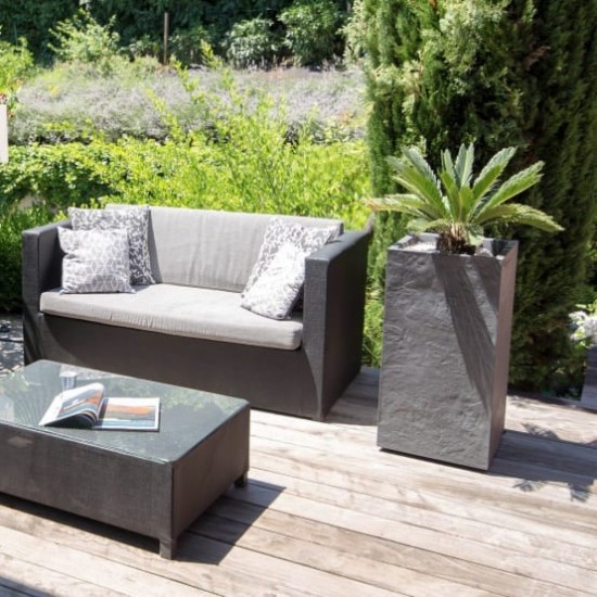 Jardiniera mare patrata inalta antracit 39,5x39,5x80 cm STONE