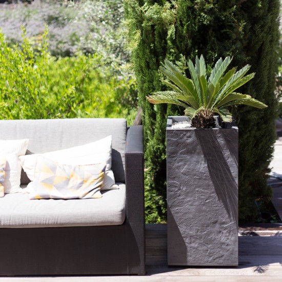 Jardiniera mare patrata inalta antracit 39,5x39,5x80 cm STONE