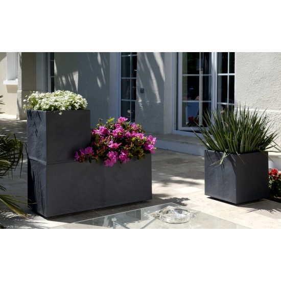 Jardiniera mare dreptunghiulara antracit 99,5x39,5x43,5 cm STONE