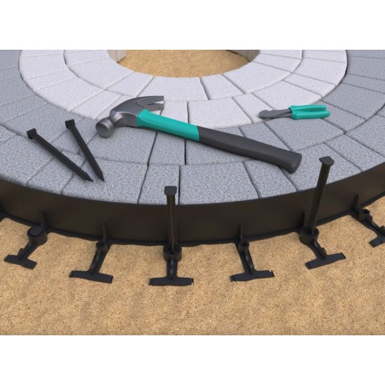Kit bordură PP pentru pavaj  VERDE, L 1 m, H 58 mm, 4 buc, 12 ancore incluse